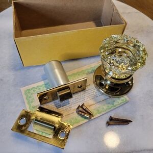 New Vintage Dexter Lock Co Crystal Brass Friction Closet Antique Set 5